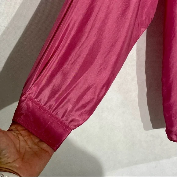 The Limited 100% Silk Pink Button Down Long Sleeve Blouse Medium - Picture 4 of 11
